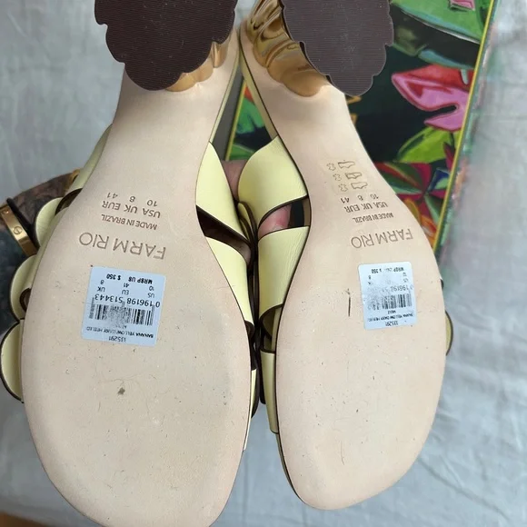 FARM Rio banana yellow daisy mules size 10 - Picture 3 of 3